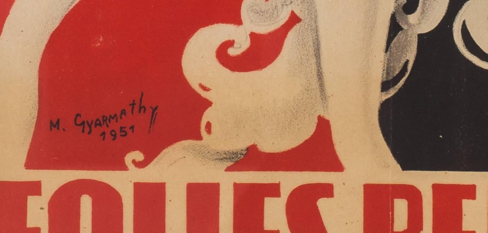 La Revue des Folies Bergere, signed by M. Gyarmathy (Miss Bluebell), 1951 - Art Nouveau Print by Unknown
