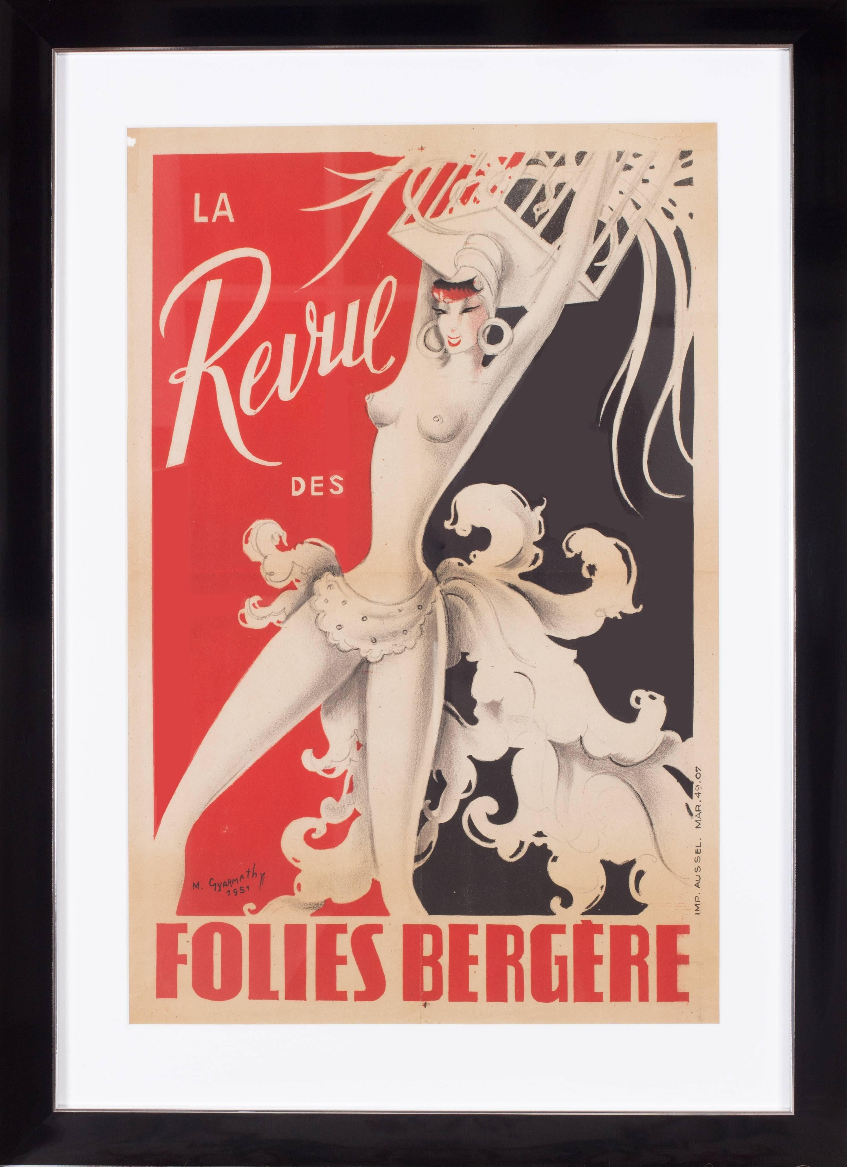 Unknown Figurative Print - La Revue des Folies Bergere, signed by M. Gyarmathy (Miss Bluebell), 1951