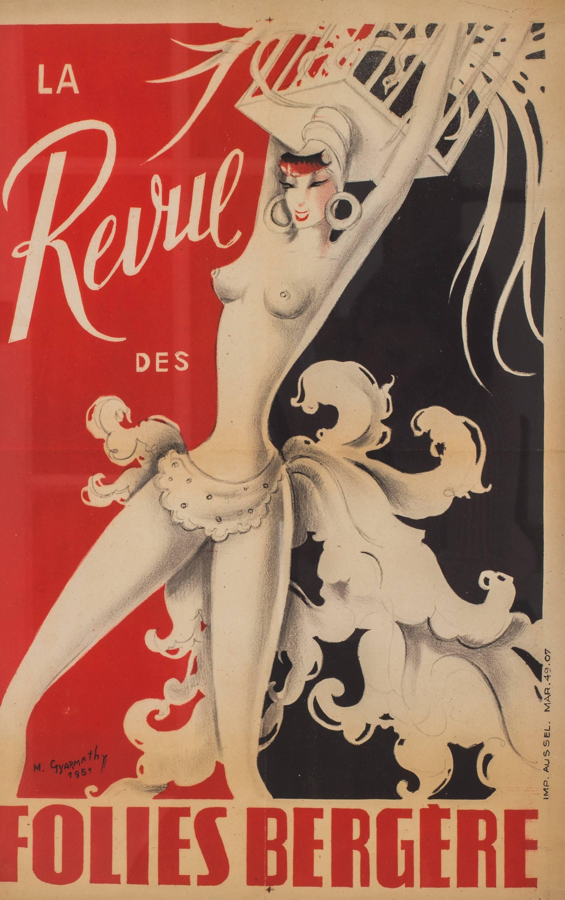  ‘La Revue des Folies-Bergere showing Miss Bluebell’ signed by M. Gyarmathy (Miss Bluebell), 1951

An advertising poster for the famous saucy Paris review. starring Miss Bluebell.  Mary Gyarmathy was the founder and driving force behind the Bluebell