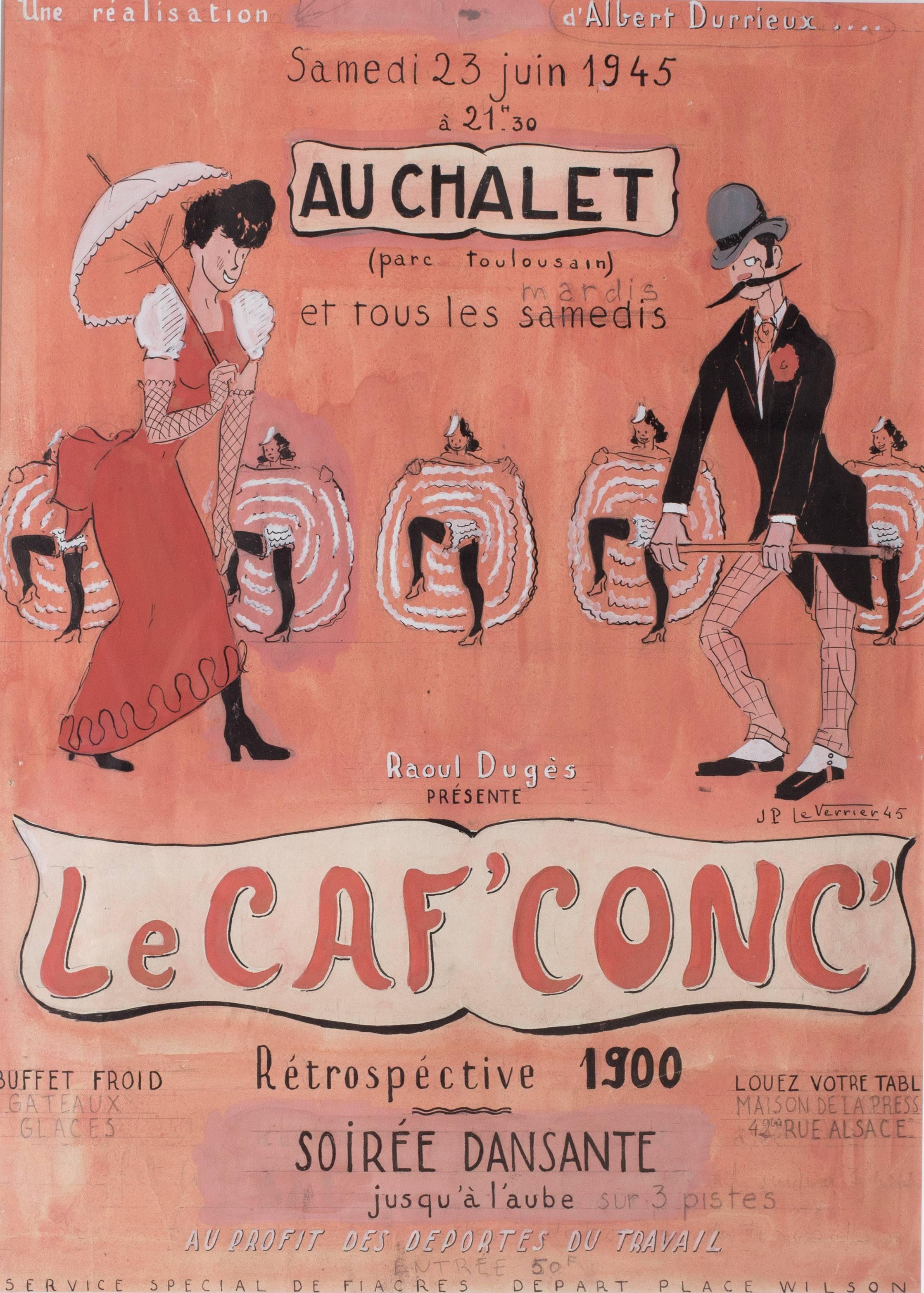 Jean Paul Le Verrier Figurative Print - Le Caf' Conc