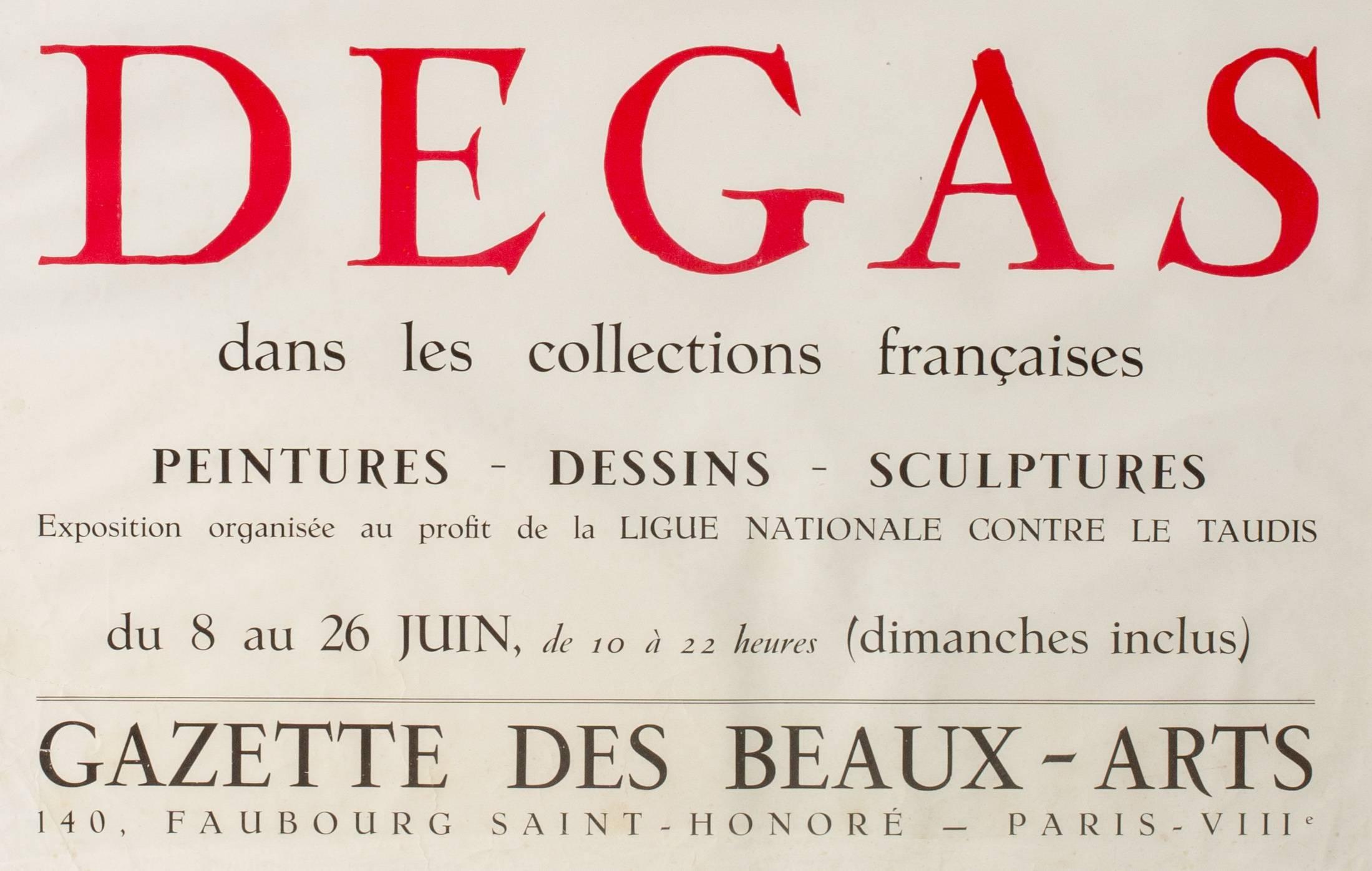 Original 1955 exhibition poster for Edgar Degas exhibition - Print by (after) Edgar Degas
