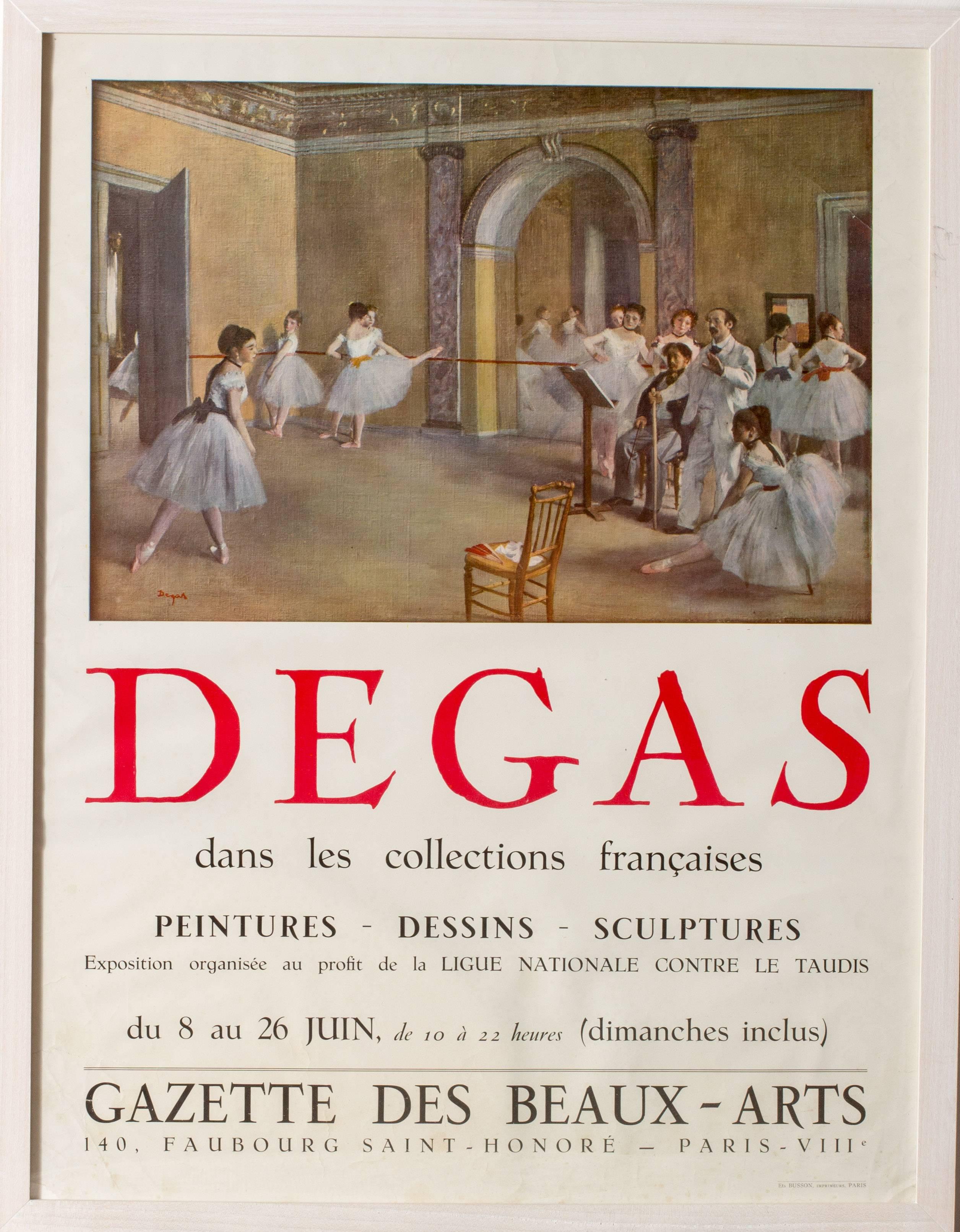 (after) Edgar Degas Figurative Print - Original 1955 exhibition poster for Edgar Degas exhibition