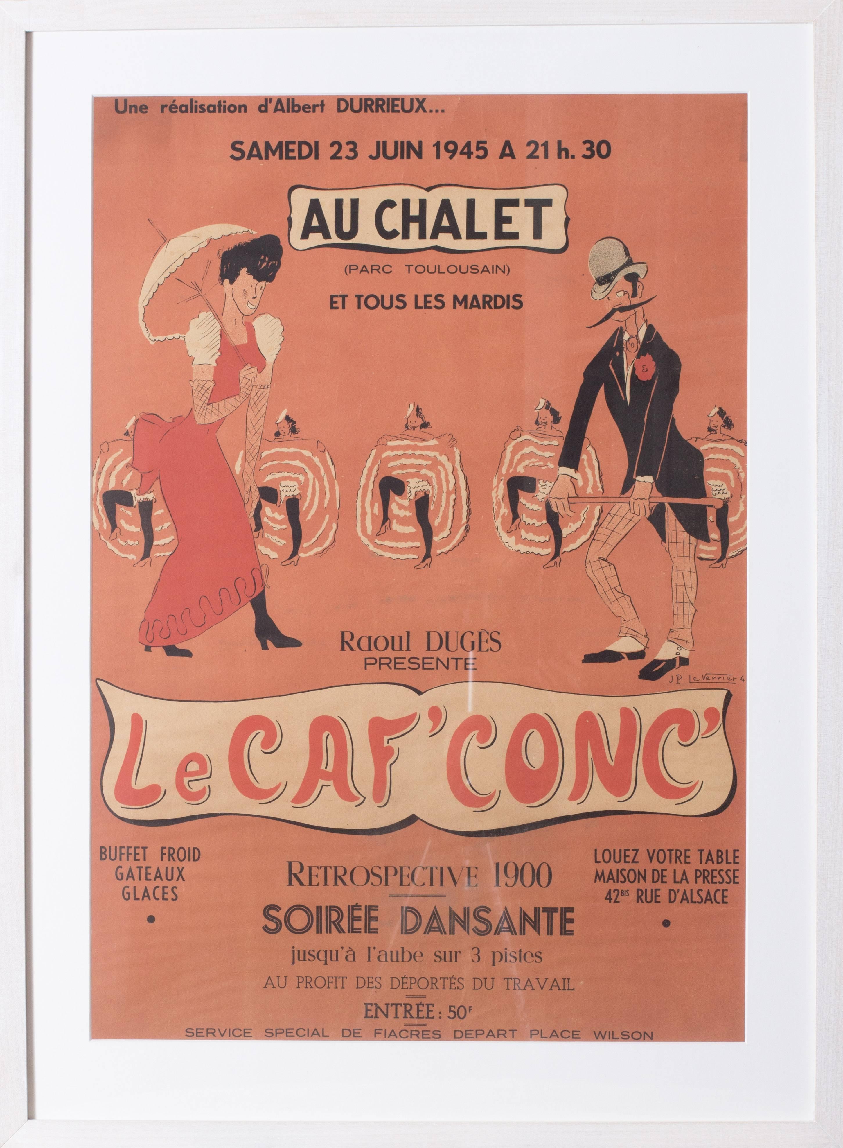 Jean Paul Le Verrier Figurative Print - Original 1945 poster for a post-liberation costume ball