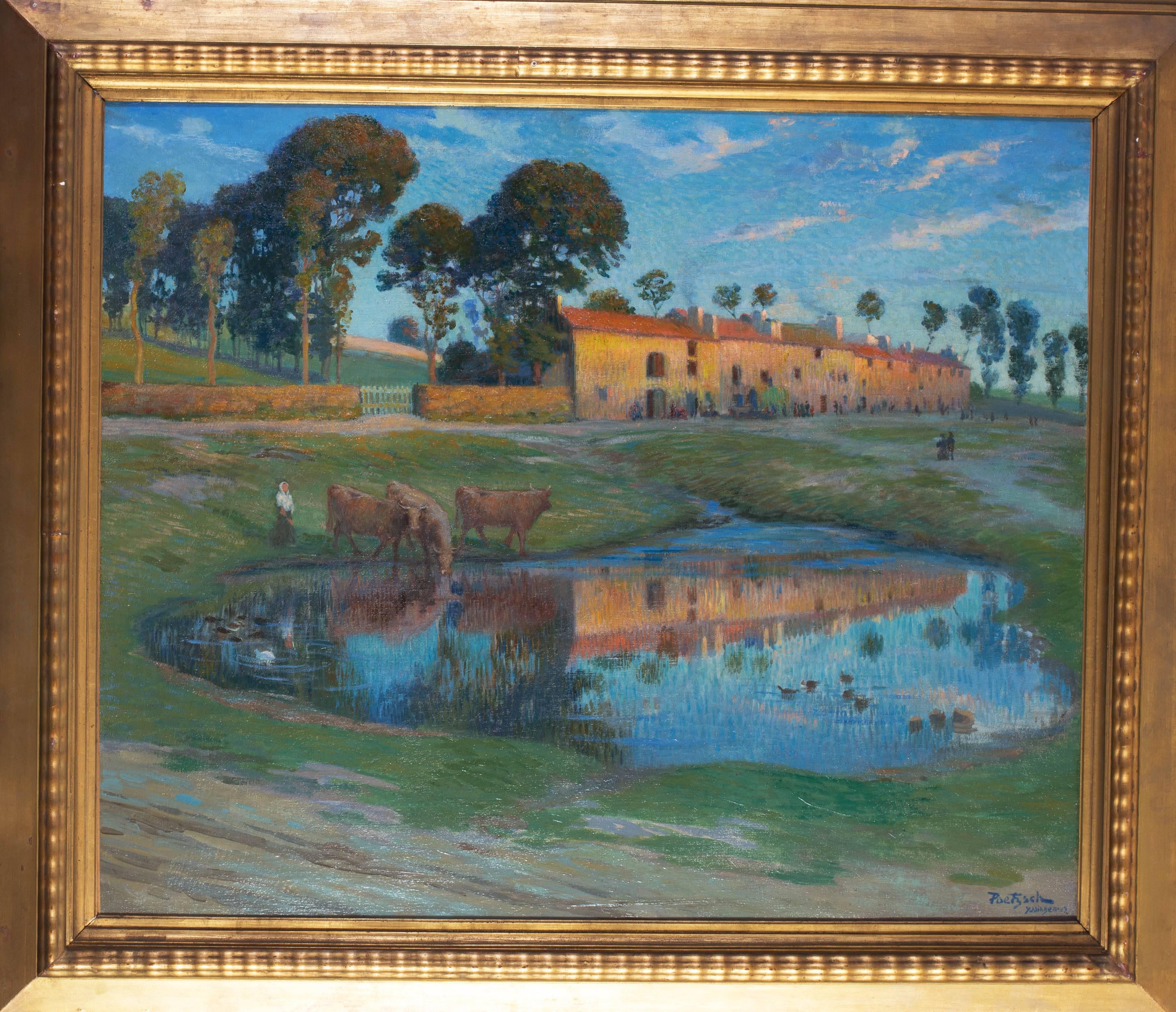 Lever du soleil:: Yssingeaux (Impressionismus), Painting, von Gustave Poetzsch