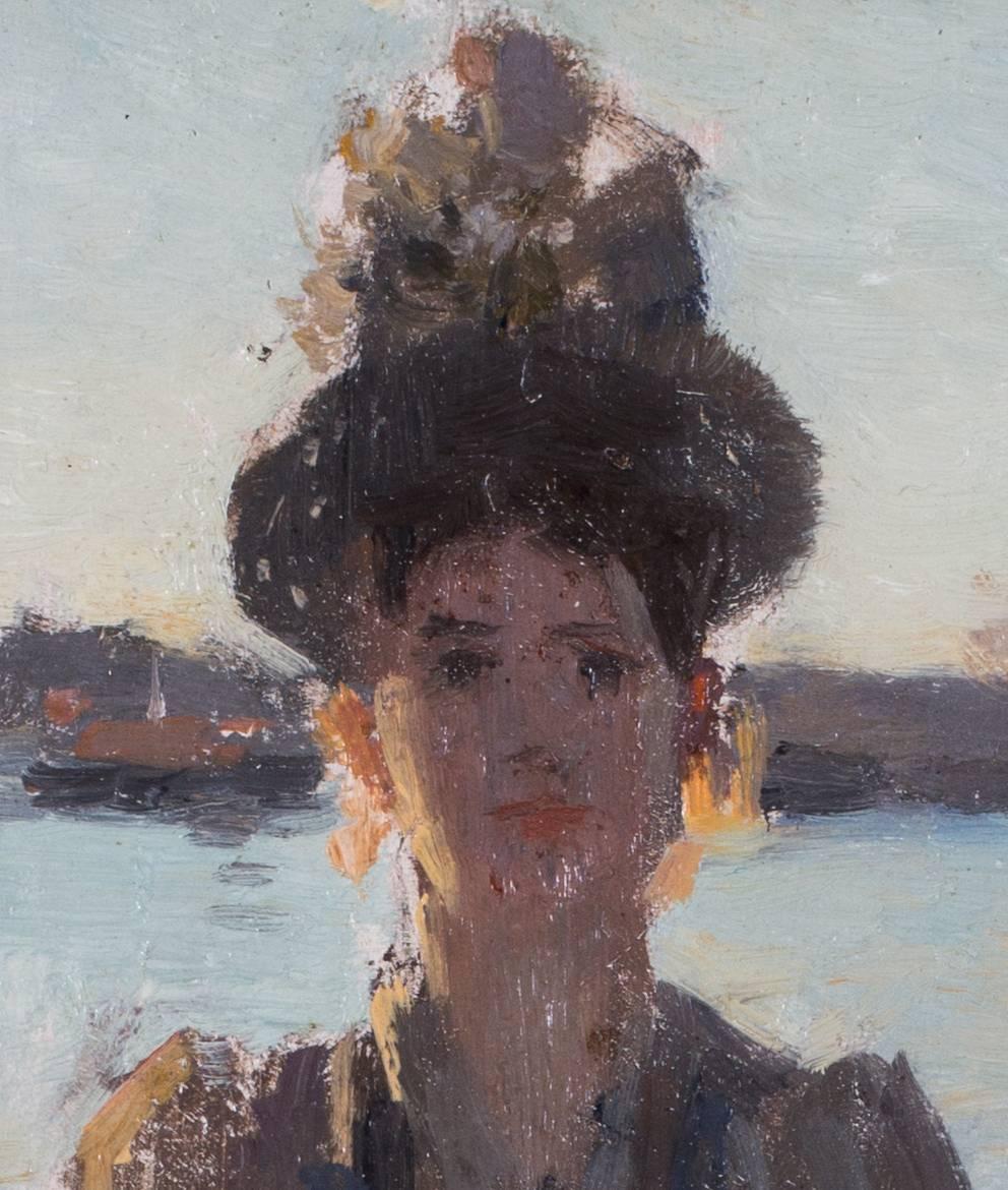 Femme au chapeau - Painting by Albert Lynch