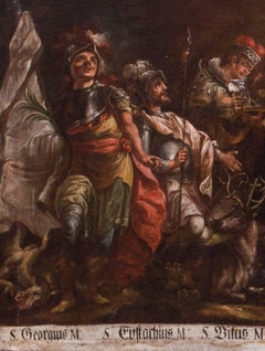 St. Erasmus at the gates of heaven with other saints