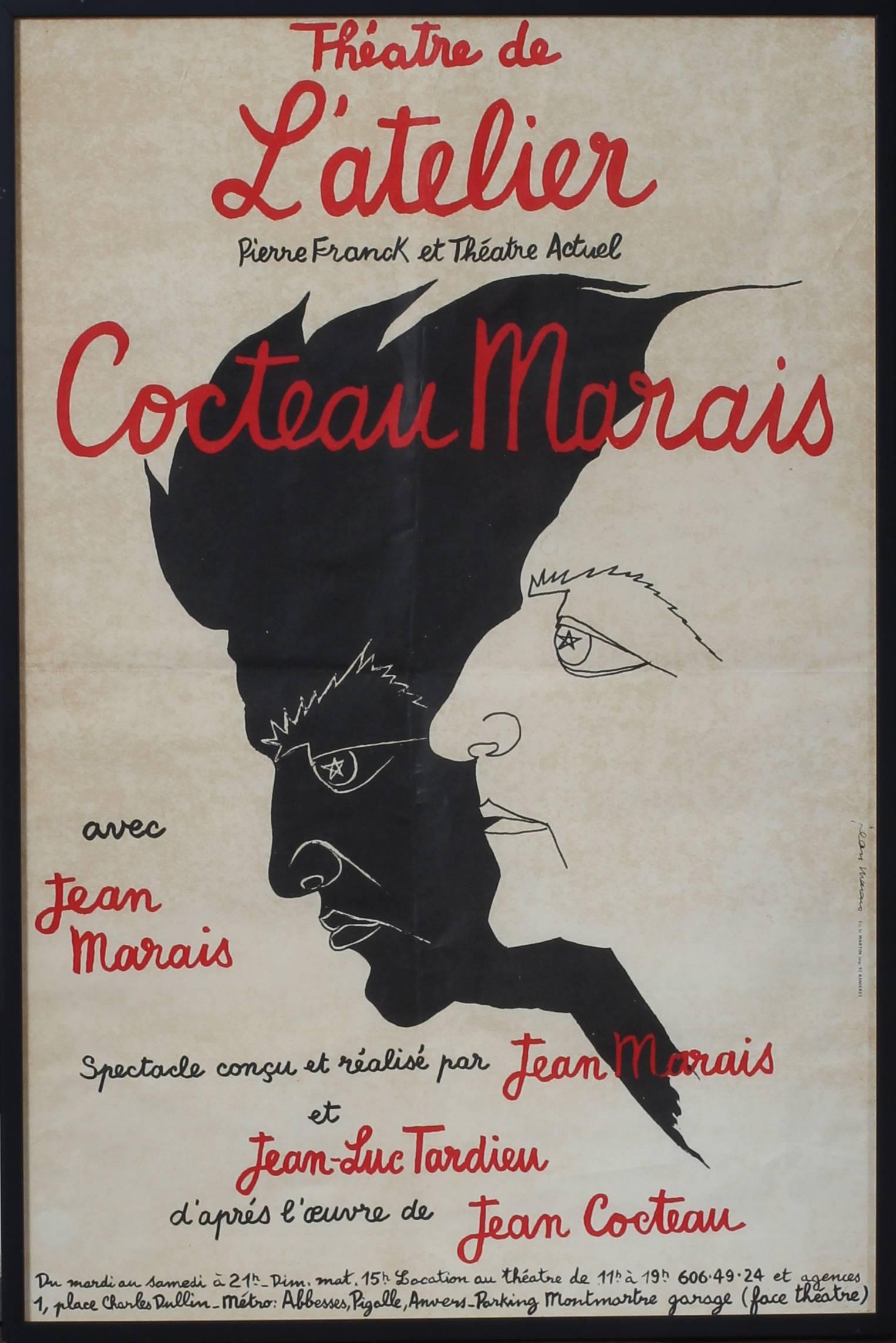 Unknown Figurative Print - 'Cocteau - Marias', Theatre de l'Atelier, Montmartre, Paris