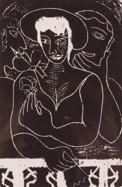 4 signierte Schwarz-Weiß-Holzdrucke des britischen Künstlers Edward Burra aus dem 20. Jahrhundert