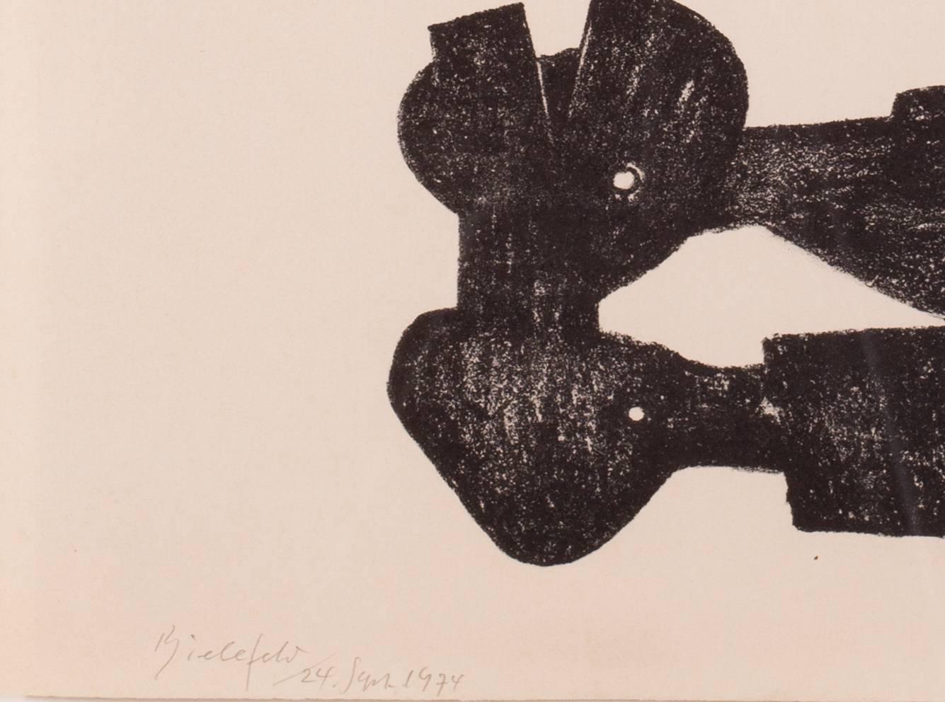 2 Black Forms – Metal figures (Cramer 307) - Abstract Print by Henry Moore