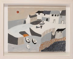 Men tending to the their boats on the harbour walls