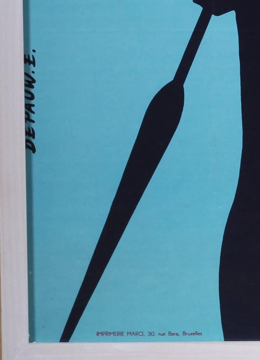 Affiche vintage d'origine pour l'Exposition universelle de Bruxelles en 1958 - Bleu Figurative Print par Unknown