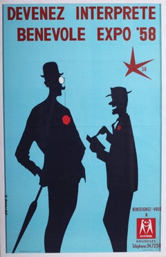 Cartel original de época de la Feria Mundial de Bruselas de 1958