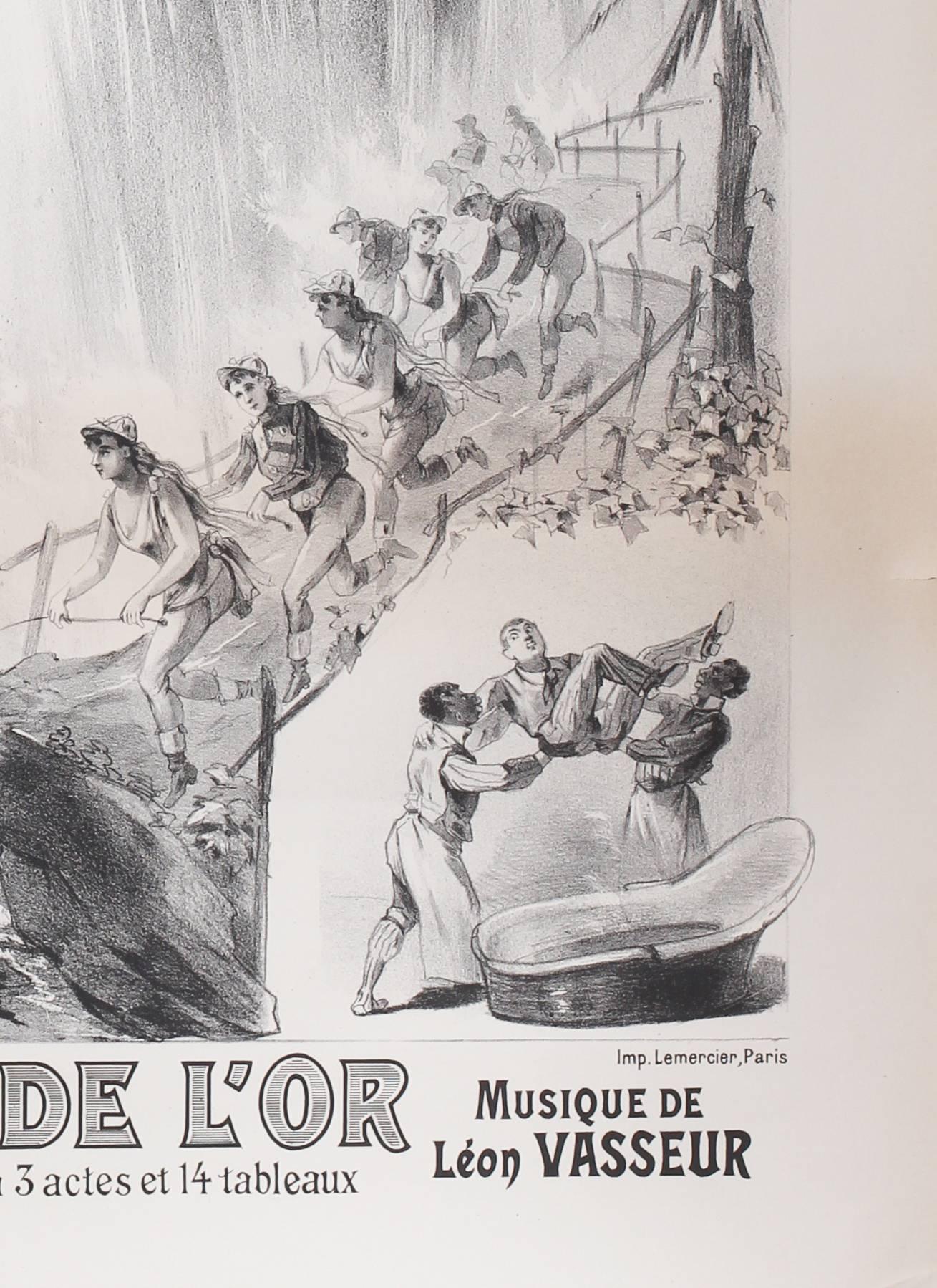 A poster design for a musical play, in black and white, designed by LE Maresquier


