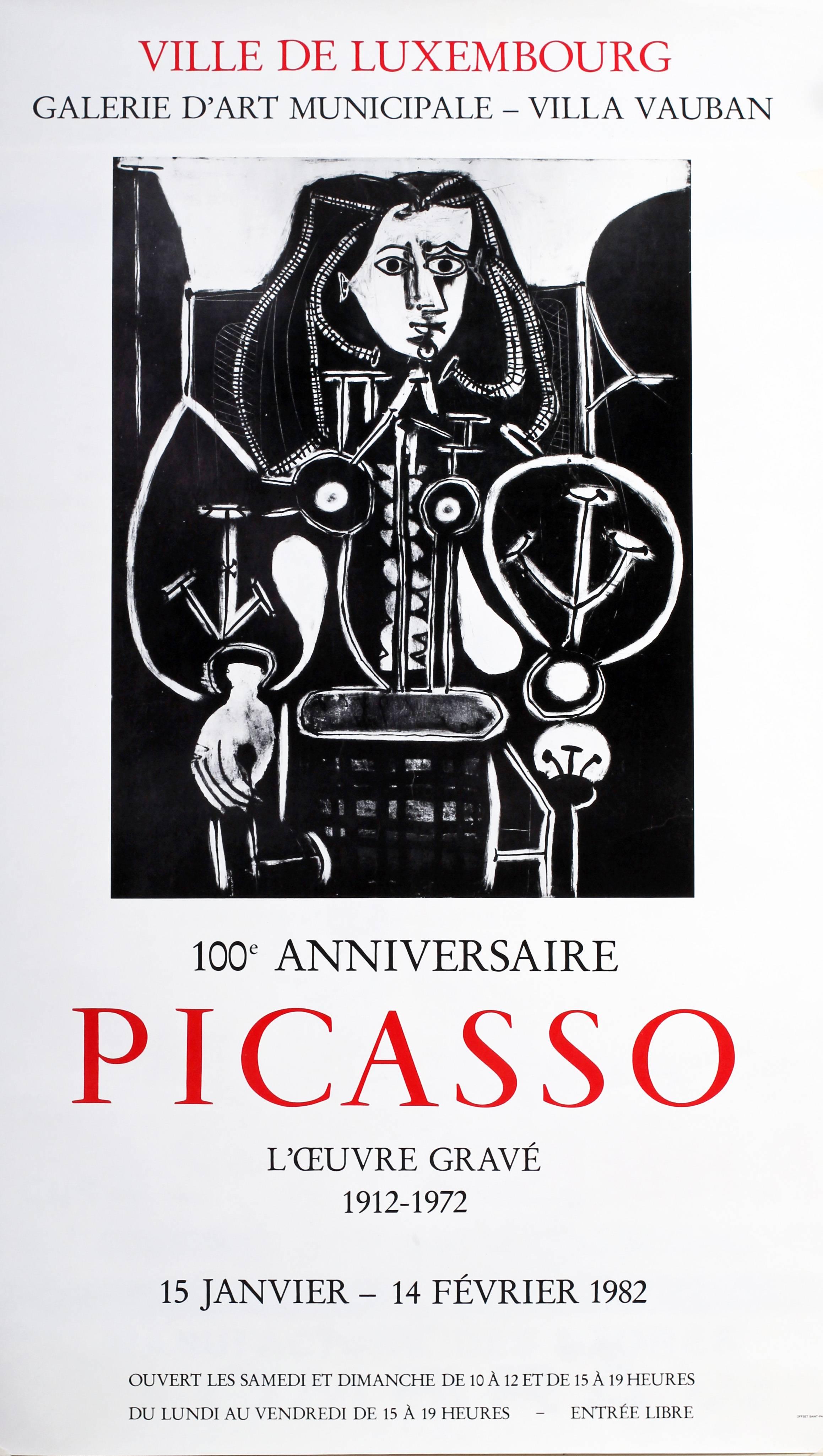 Unknown Abstract Print - Picasso exhibiton poster for Ville de Luxembourg, Galerie d’art municipal 