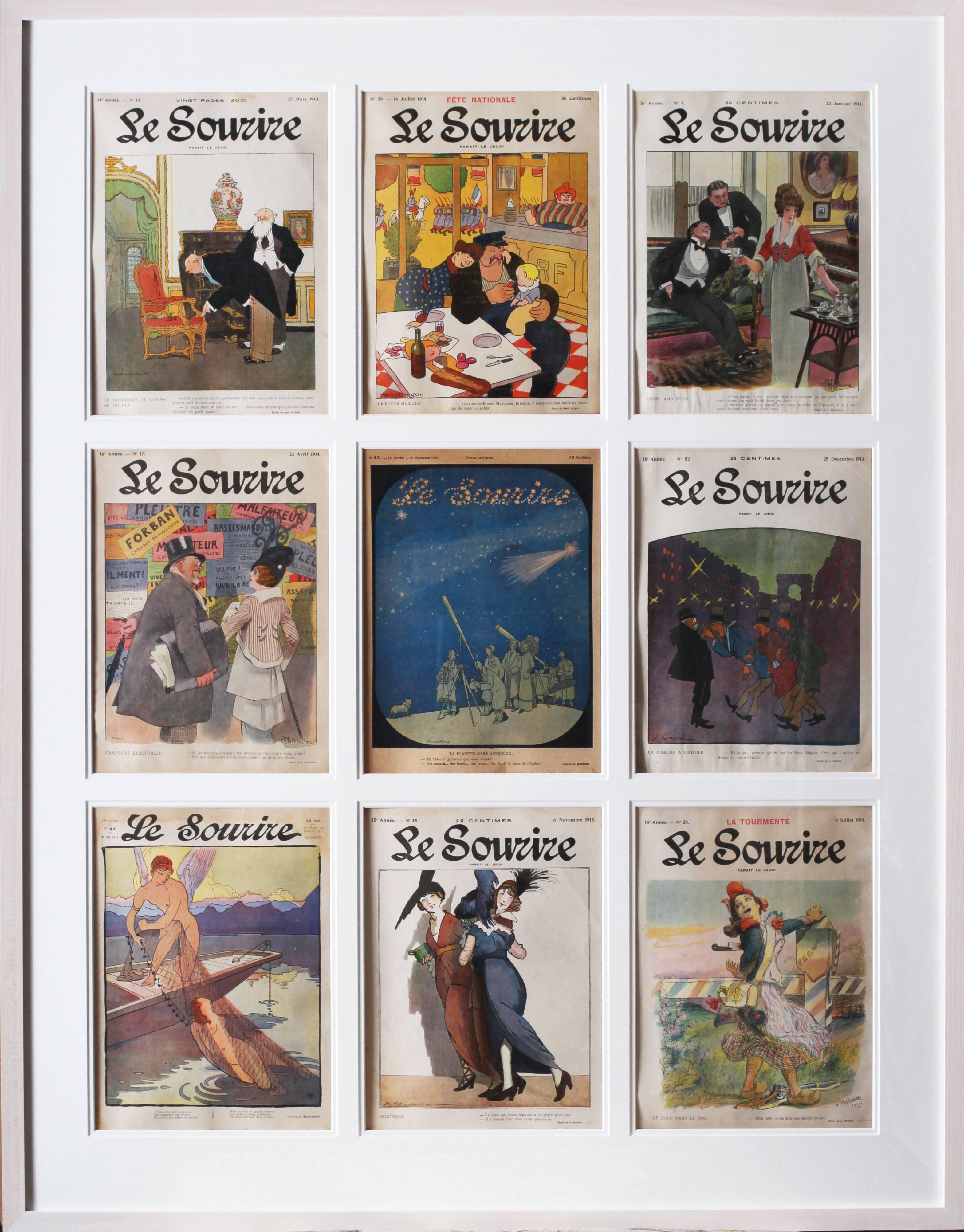 Unknown Figurative Print - Set of 9 original magazine covers for the French Belle Epoque Publication ‘Le So