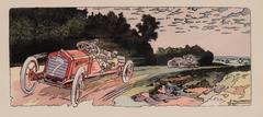 A framed lithograph from '10 ans de courses, les marques victorieuses 1897-1907'