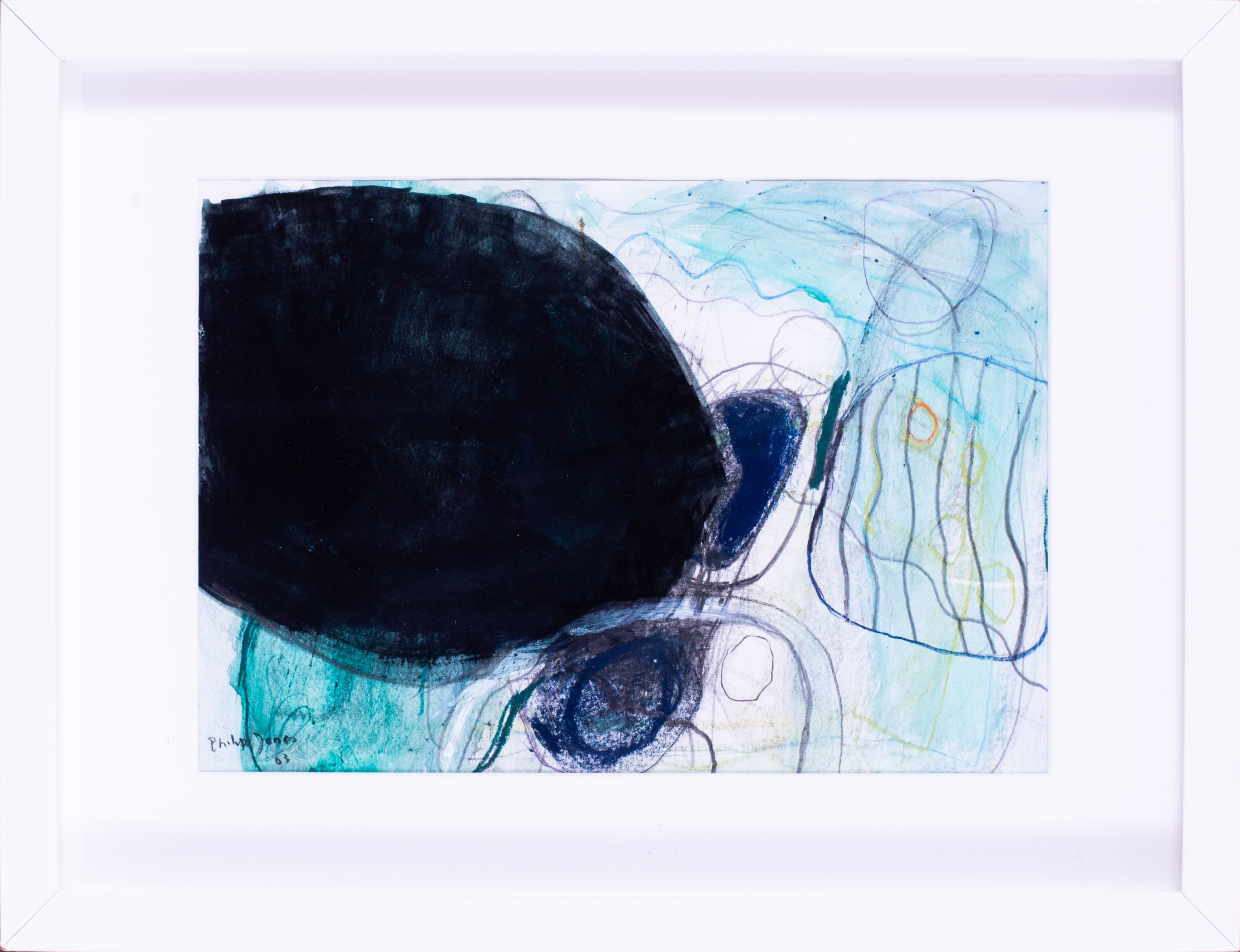Abstract, mixed media on paper, by Philip Jones, British 20th Century
