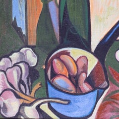 A kitchen still life including garlic, apples and pears, 1952, French, large