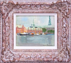 Post Impressionist View of Copenhagen Stock Exchange by French artist R Derieux