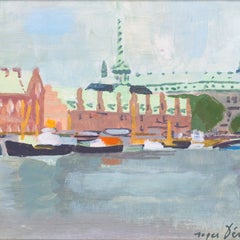 Post Impressionist View of Copenhagen Stock Exchange by French artist R Derieux