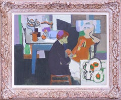 Pintura figurativa al óleo posimpresionista de Roger Derieux, 1952