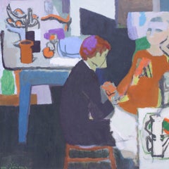 Post Impressionist figurative oil painting by Roger Derieux, 1952