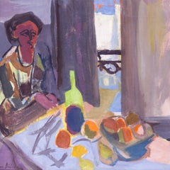 Post Impressionist figurative oil painting by Roger Derieux, 1949