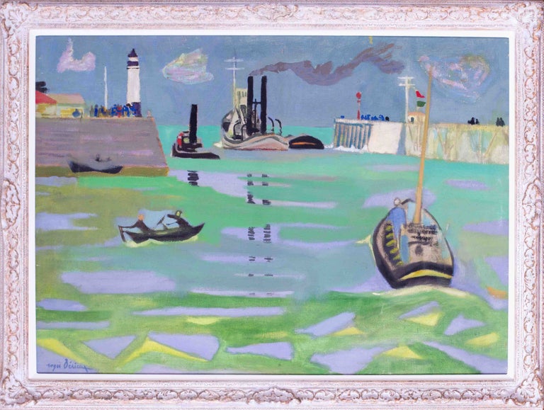 Roger Derieux Post Impressionist seascape 'Entree de port' (le Treport) by Roger Derieux, 1948