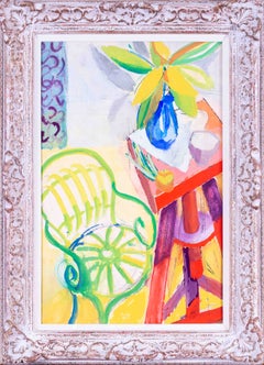 « L'atelier de l'artiste », Marcel Mouly, milieu du XXe siècle, gouache, postimpressionniste