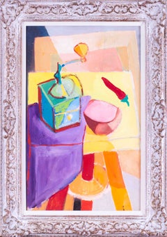 Nature morte, Marcel Mouly, milieu du XXe siècle, gouache, postimpressionniste