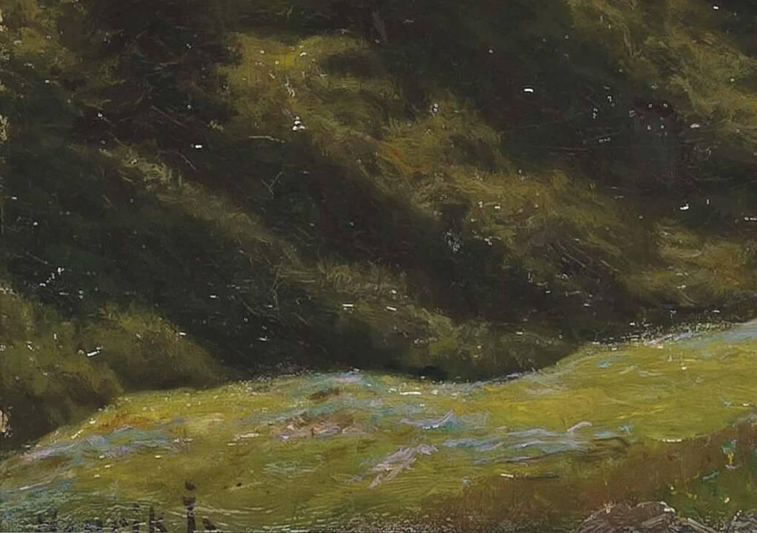 An Alpine torrent in the spring - Painting by Unknown