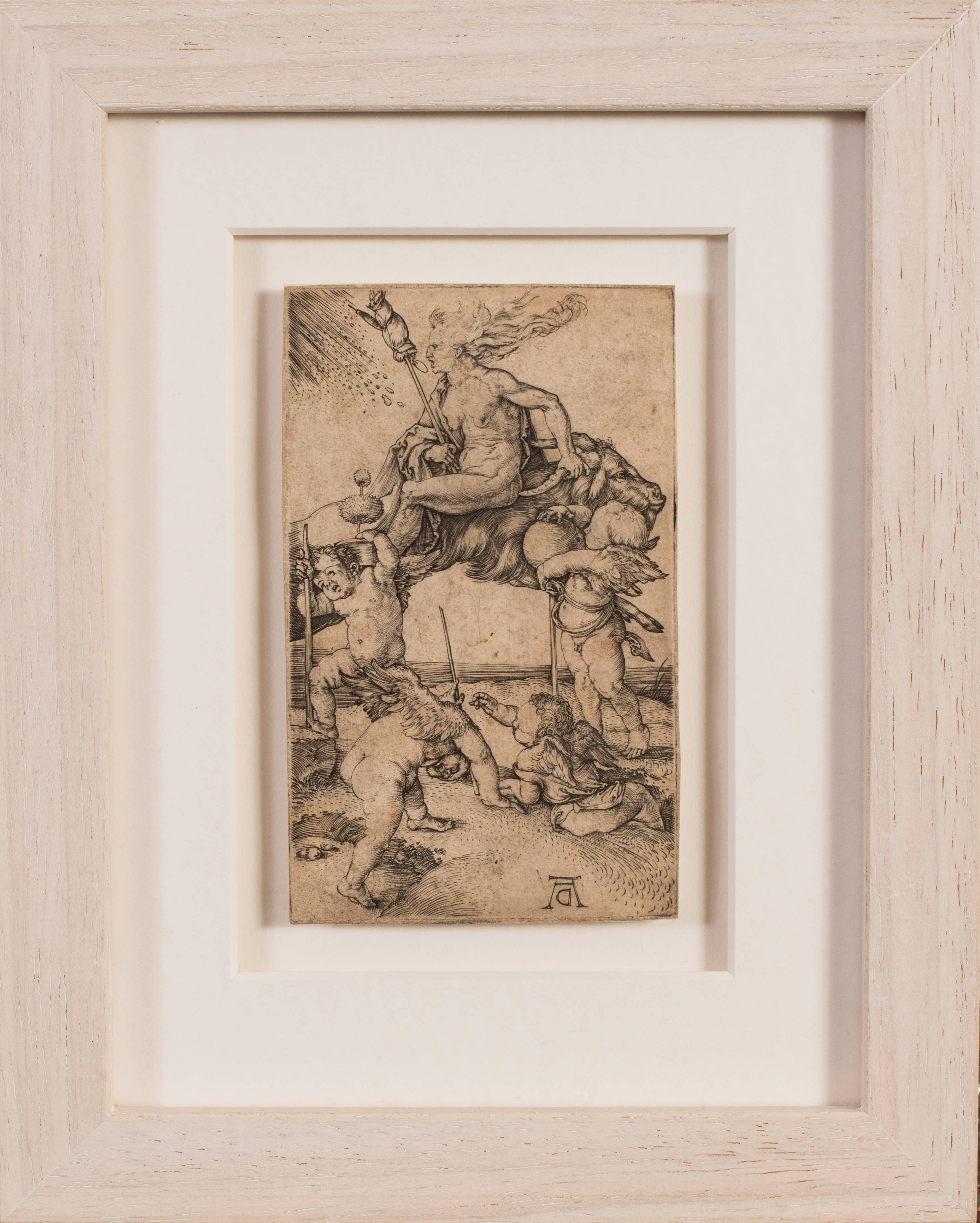 Albrecht Dürer Figurative Print - Witch riding backwards on a goat