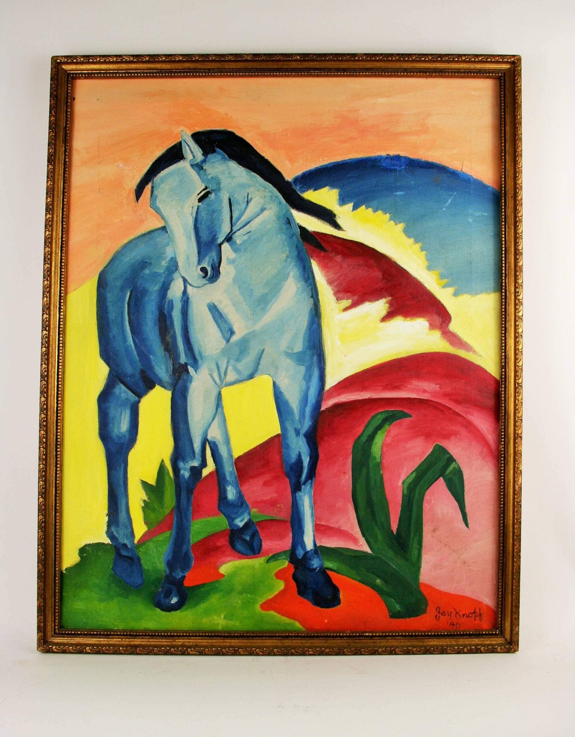 Blue Horse by J. Knopf - Painting by Jay Knopf