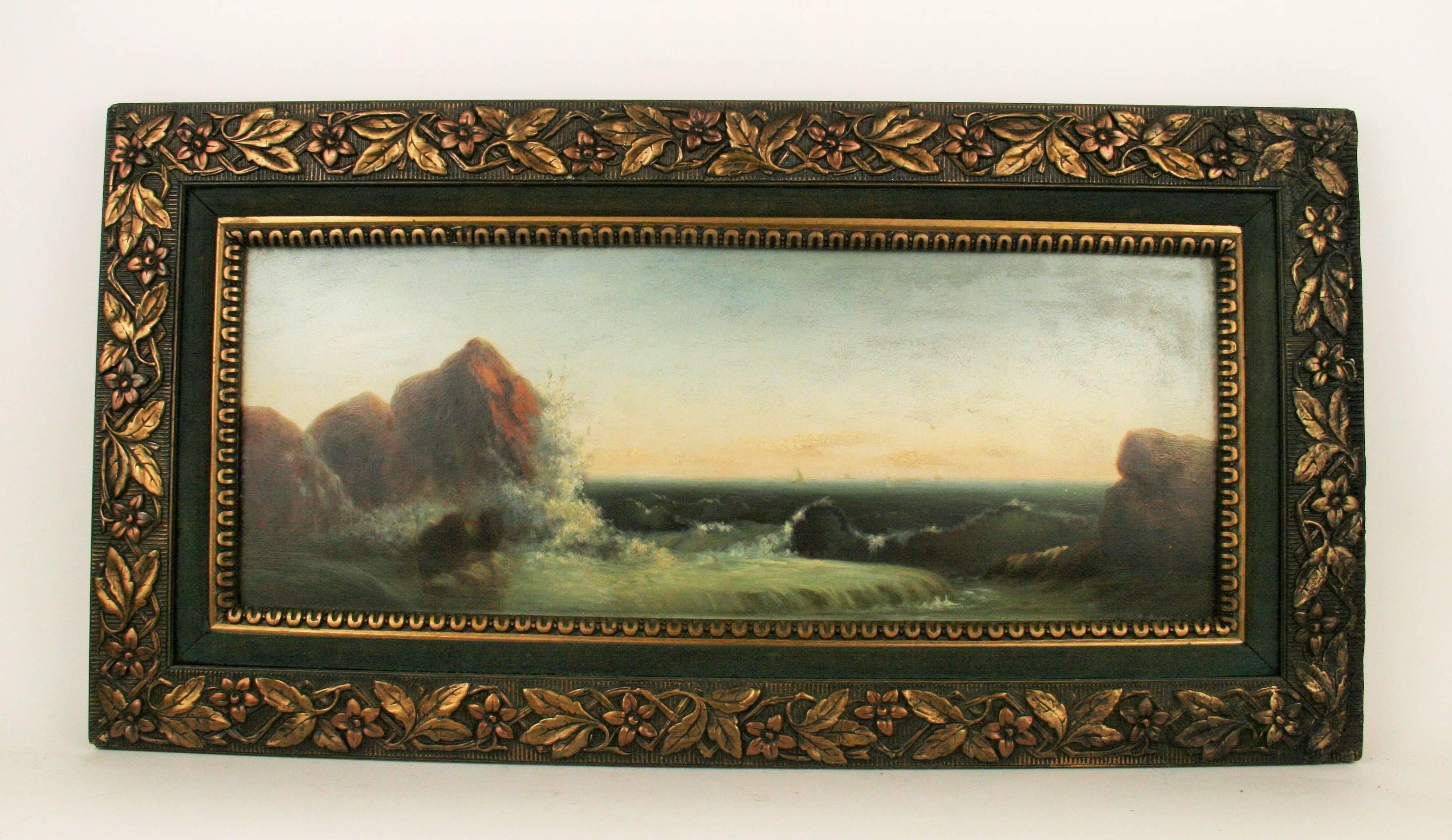 Unknown Landscape Painting - Crashing Waves Seascape