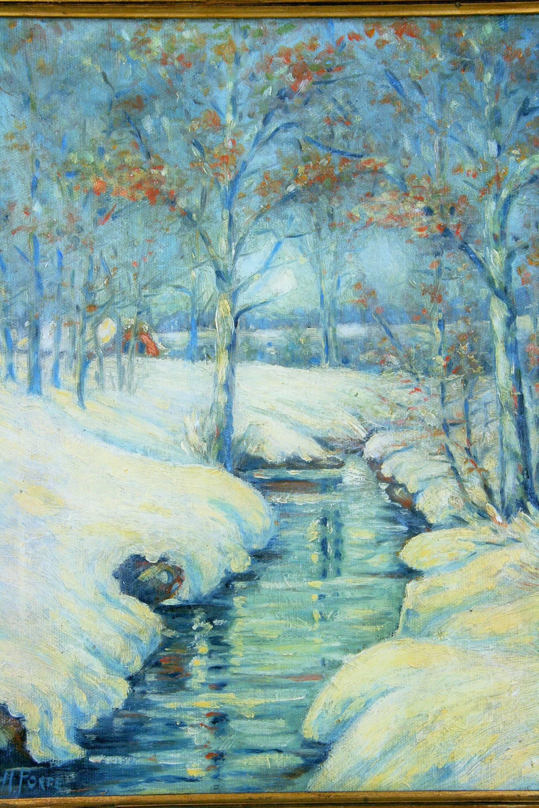 Hudson Valley Snow Landscape Painting by Forte 2