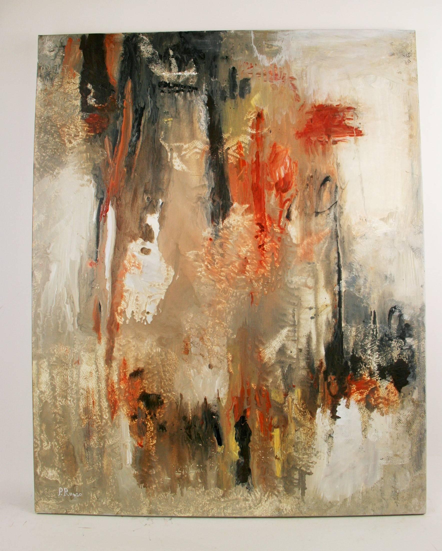 #5-2637 Large contemporary abstract,acrylic on stretched canvas,signed lower left by P.Russo.Unframed