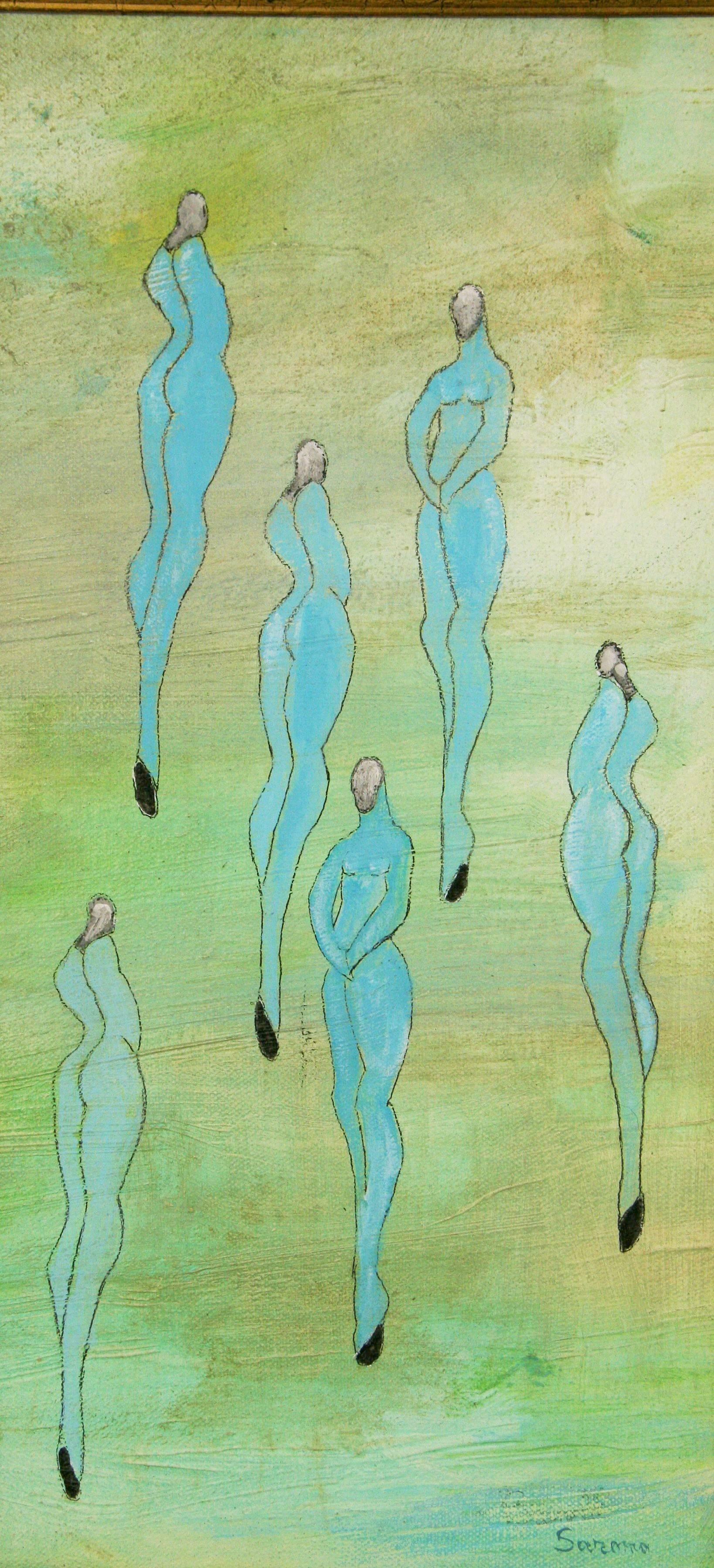 5-2738 Abstract Figural acrylic painting
Acrylic on artist board
Image size 15.5x7.5