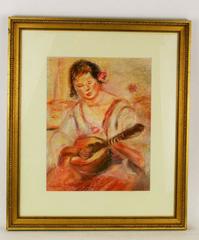 Woman with Mandolin Pastel