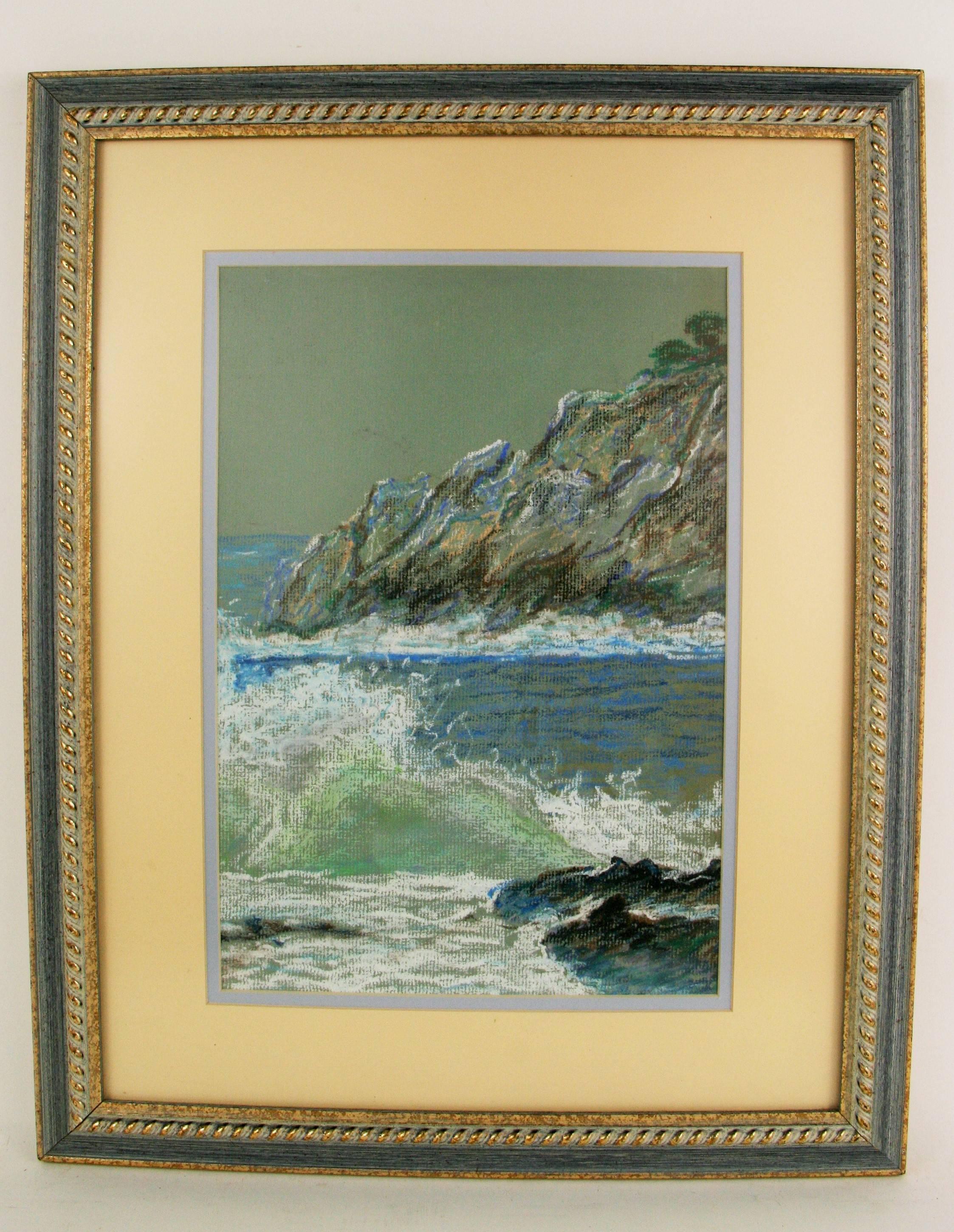 Unknown Landscape Art - Capri Island  Pastel Seascape  PINTING 