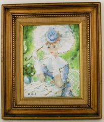 Lady With Parasol Porcelain Impressionist Painting