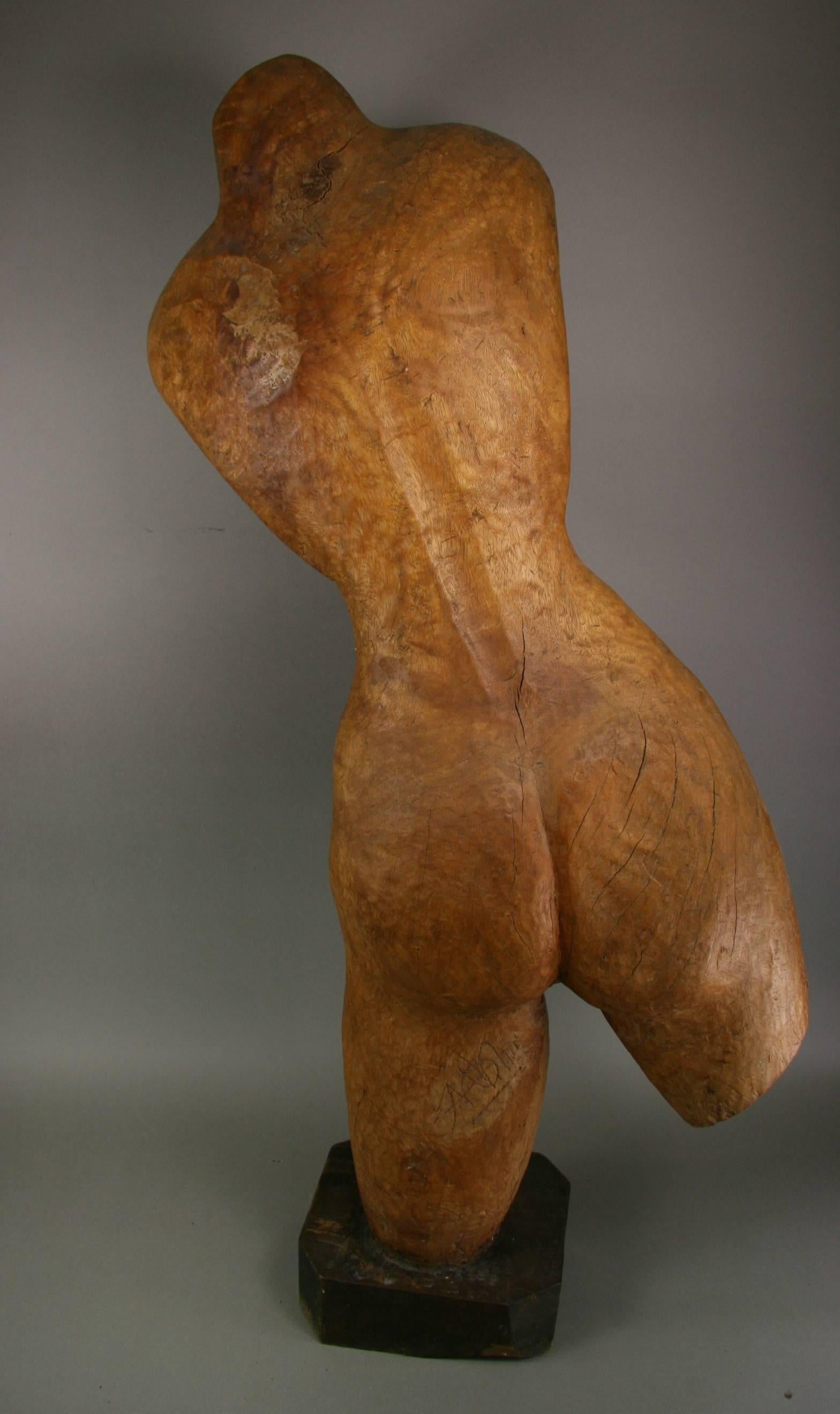 Oversized Carved Wood Figurative Nude Sculpture 1