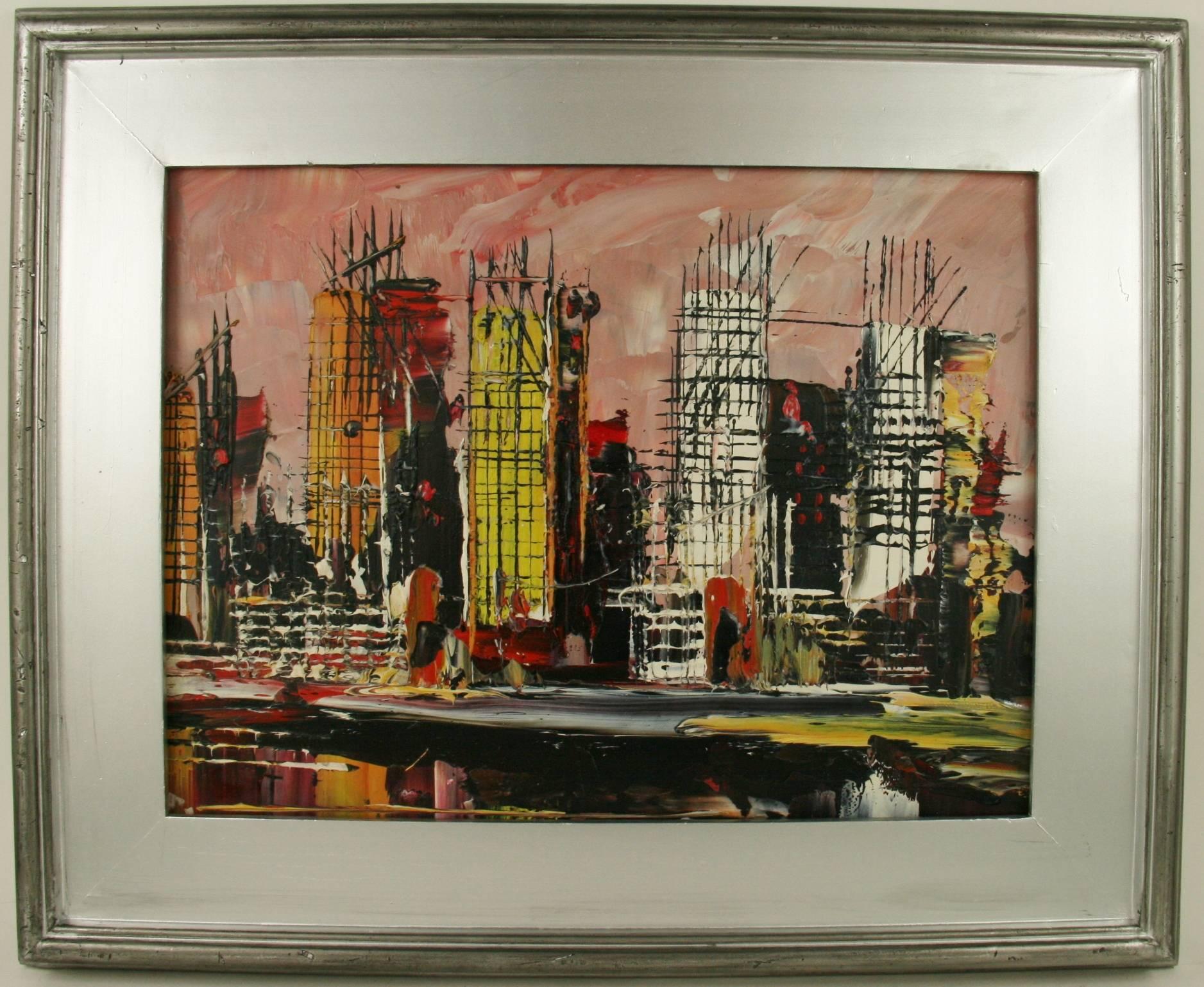Morris Katz Landscape Painting - Cityscape Painting 