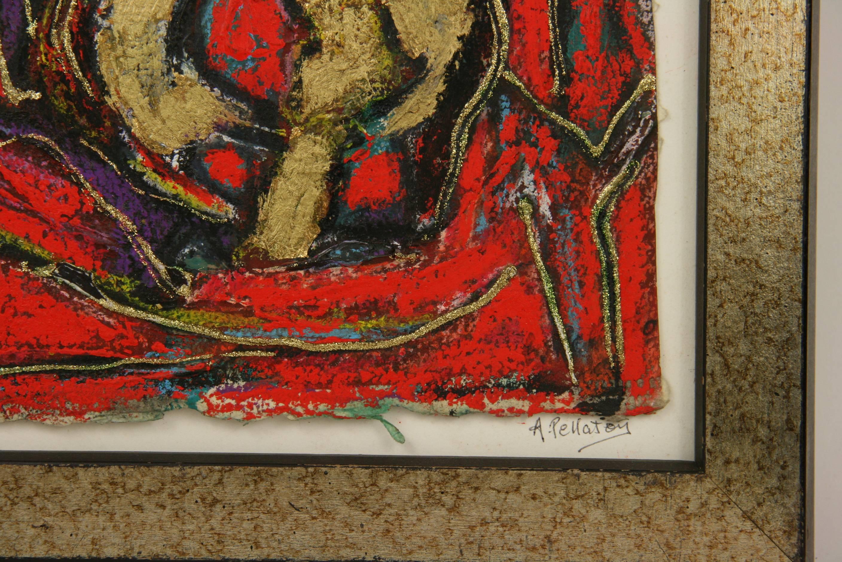  Red Abstract Mixed Media Painting 1