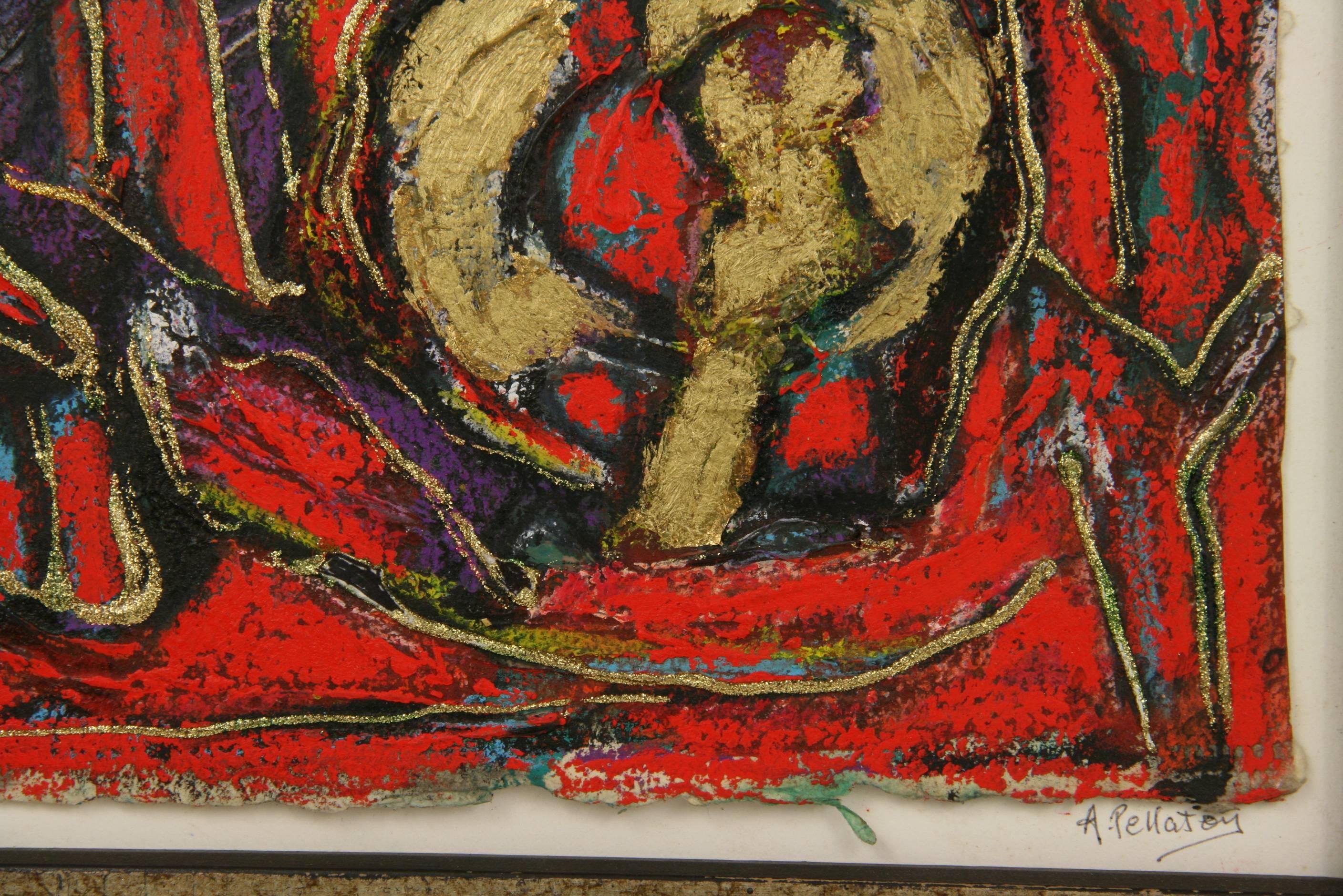  Red Abstract Mixed Media Painting 2