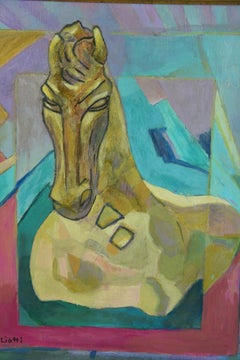 Cubic Equestrian Framed Oil Painting By Liotti