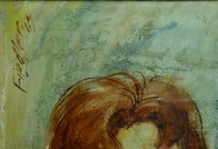 Pensive French Redhead oil On Canvas signed Fiedler 83