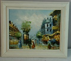 Parisians Walking Thru The Streets of Paris Oil Painting