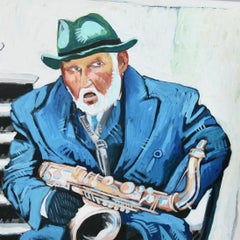 Blues Jazz Musician Oil Painting