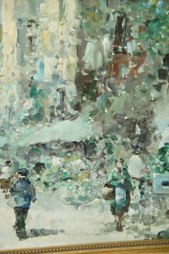 Parisians Walking Thru The Streets of Paris Oil Painting Framed