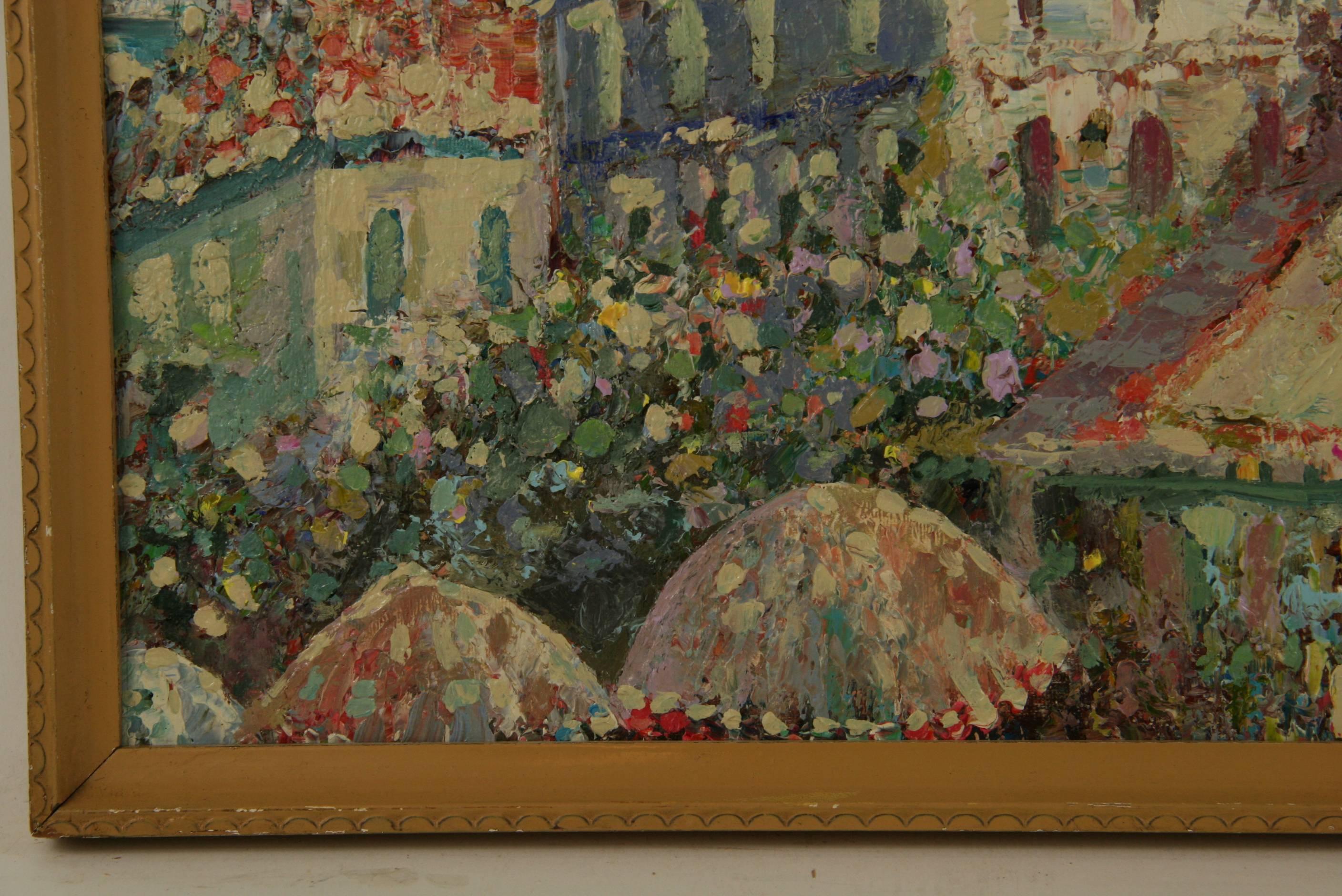 Impressionist Paris  - Brown Landscape Painting by Unknown